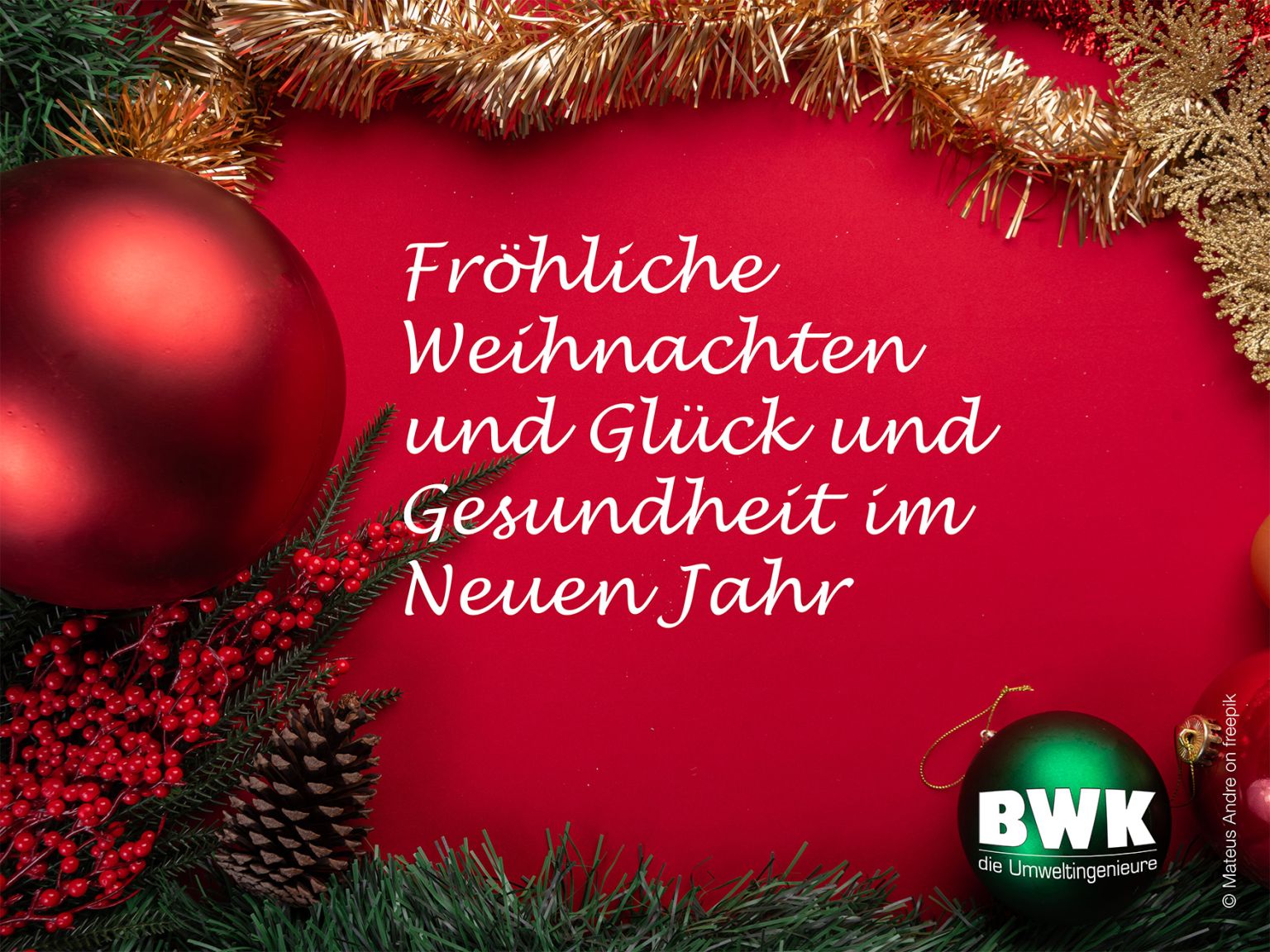 Fröhliche Weihnachten und Glück und Gesundheit im Neuen Jahr
